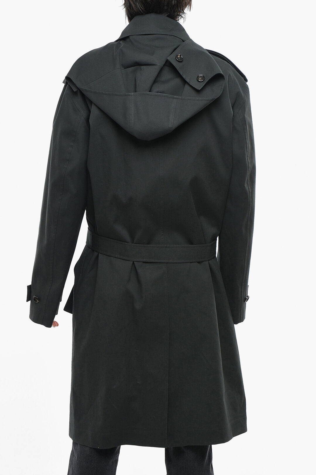 Lined trench coat with hood best sale