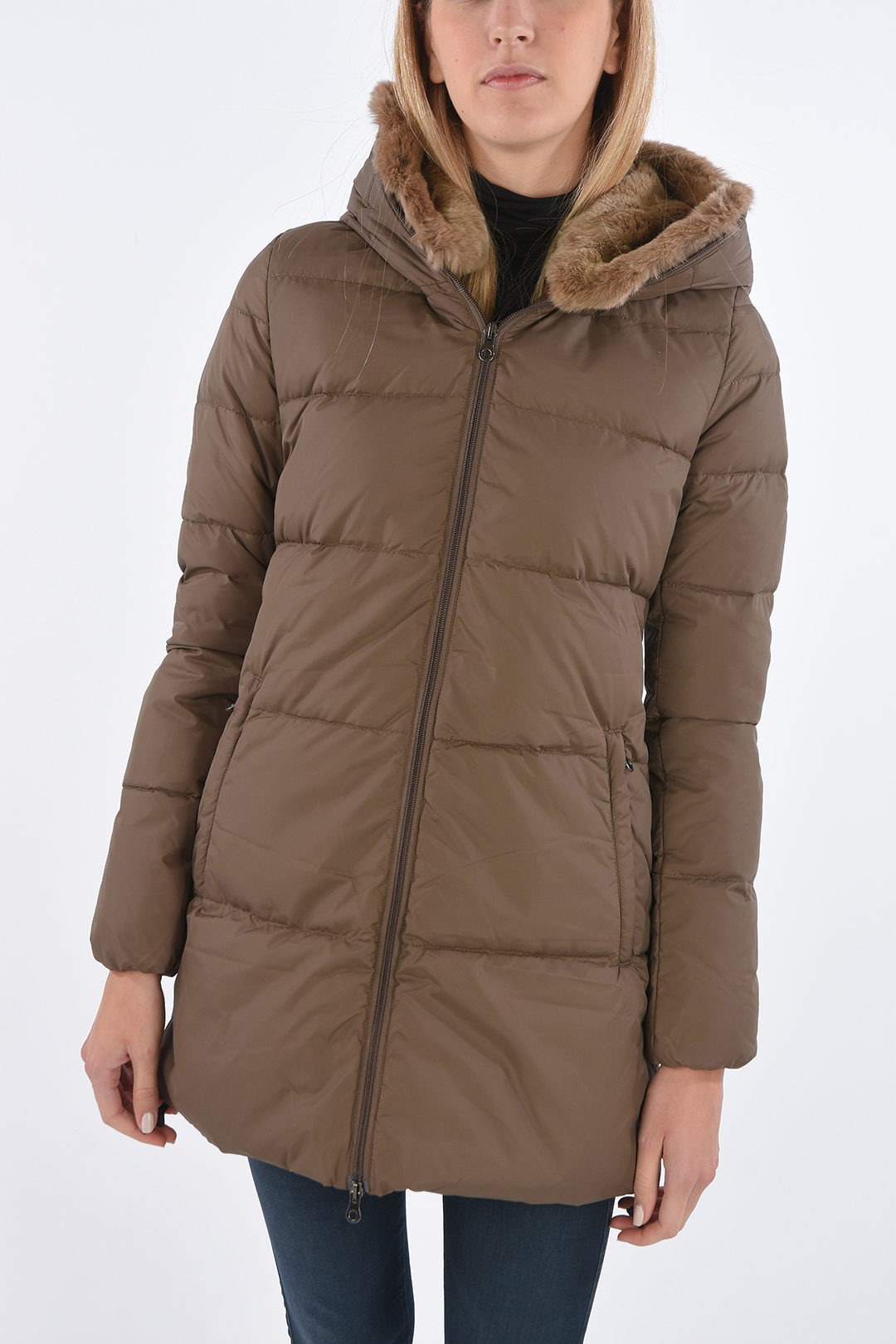 Duvetica removable real fur ARWEN down jacket with hood women