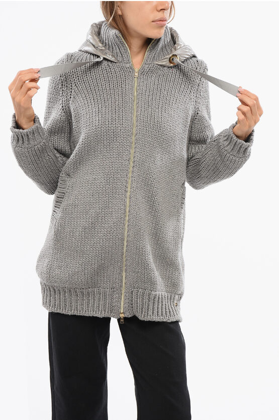 Herno Resort Maxi Pullover With Nylon Hood And Lining In Gray