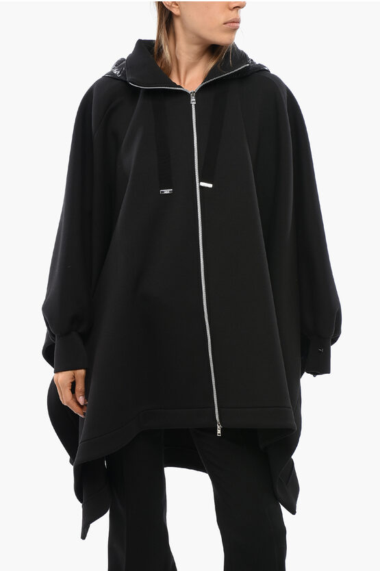 Herno Resort Neoprene Jacket With Bat-wing Sleeves And Nylon Hood
