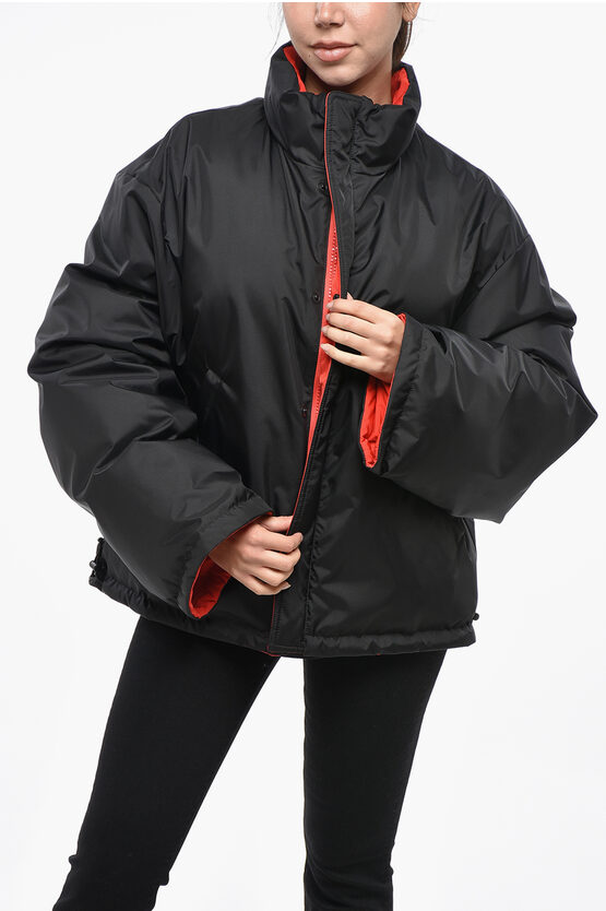Balenciaga Reversible Down Jacket With Hidden Buttoning In Black
