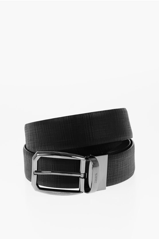 Ermenegildo Zegna Reversible Leather Belt 35mm In Black