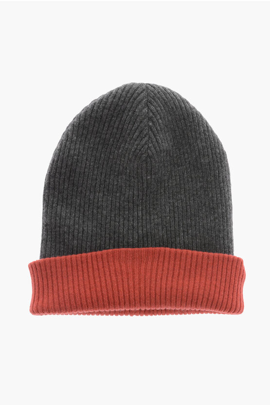 Shop Brunello Cucinelli Reversible Ribbed Cashmere Beanie Hat