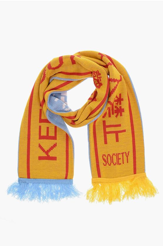 Society Reversible Scarf With Fringes In White