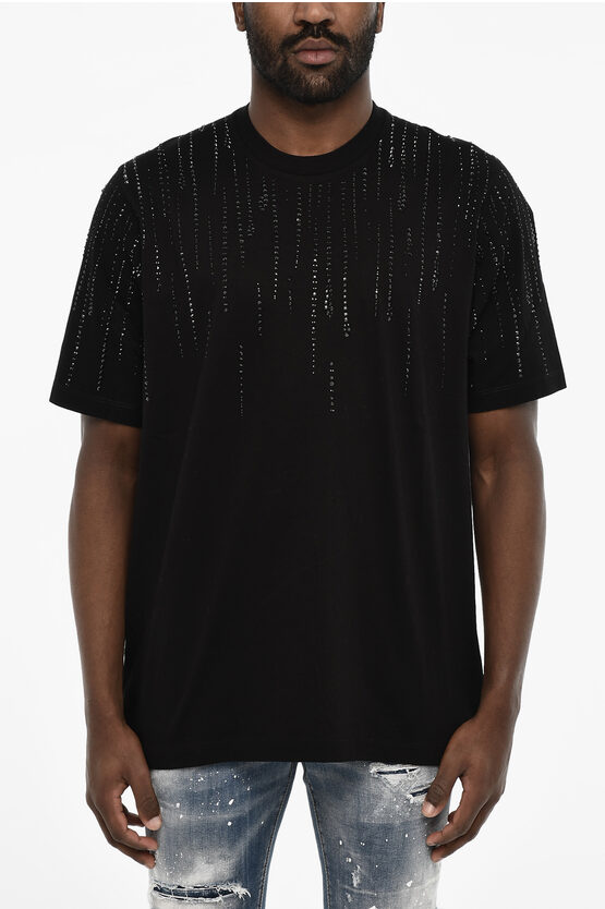 Dsquared2 Rhinestone Cotton Crew-neck T-shirt