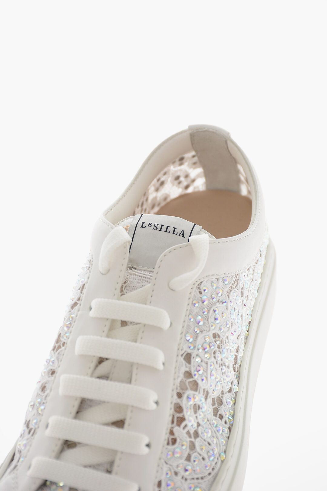 Beige Lace-Covered Sneakers : bluemarble