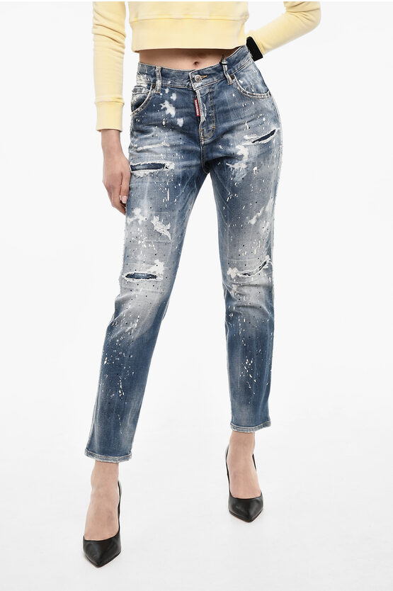 Dsquared2 Rhinestone Distressed Jeans