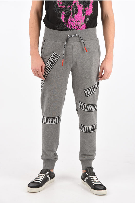 Philipp Plein Rhinestone Embellished Sweatpants In Grey