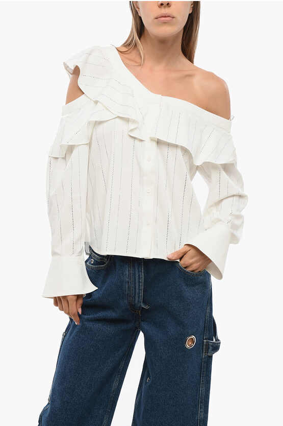 Self-portrait Rhinestone Off Shoulder Blouse In White