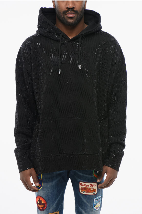 Dsquared2 Rhinestoned Cotton Ibra Hoodie
