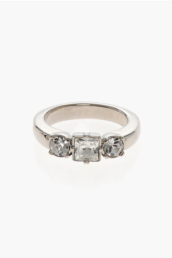Dsquared2 Rhinestoned D2 Classic Ring In Metallic