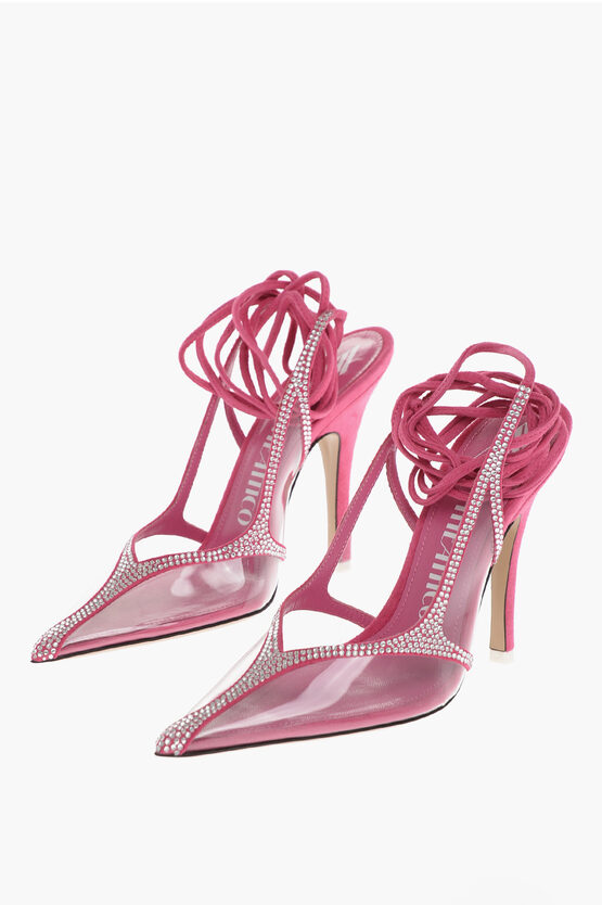 Attico Rhinestoned Venus Chrome See Through Slingbacks 10cm