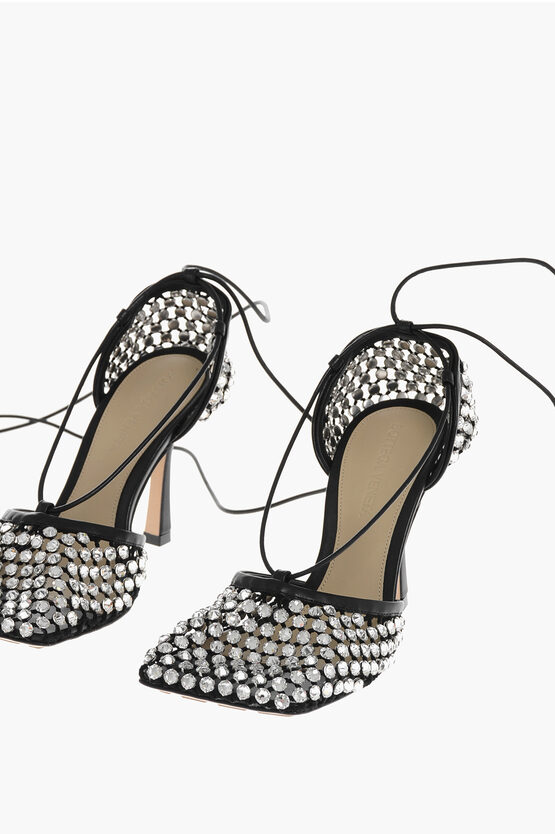 Bottega Veneta Rhinestoned Web Sparkle Mesh Pumps 10cm