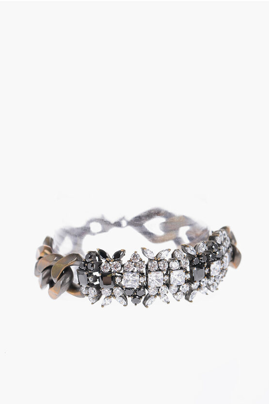Shop Iosselliani Rhinestones Embellished Chain Bracelet