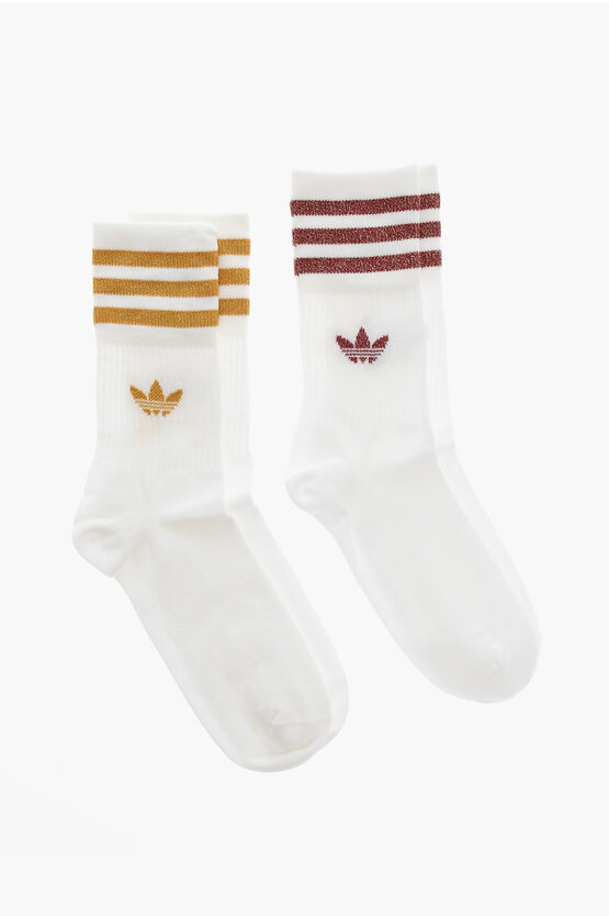 Adidas Originals Ribbed 2 Pairs Of Socks Set With Lurex Details In Multi