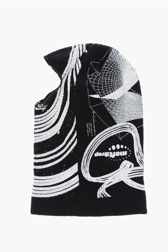 Msftsrep Ribbed Balaclava With Contrasting Print In Black