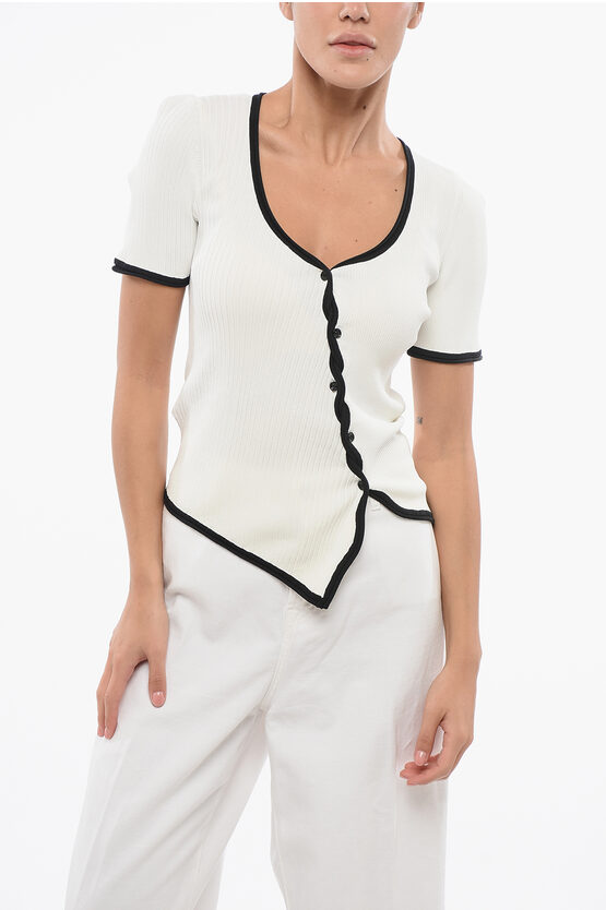Pinko Ribbed Ballota Cardigan With Contrasting Trims
