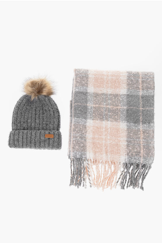 Shop Barbour Ribbed Beanie And Tartan Check Scarf Saltburn Set