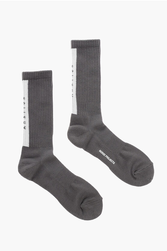 Norse Projects Ribbed BJARKI ARKTISK Long Socks with Embroidered Logo ...
