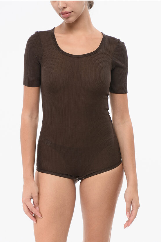 Lemaire Short-sleeved Lightweight Knit Body For Men In Brown