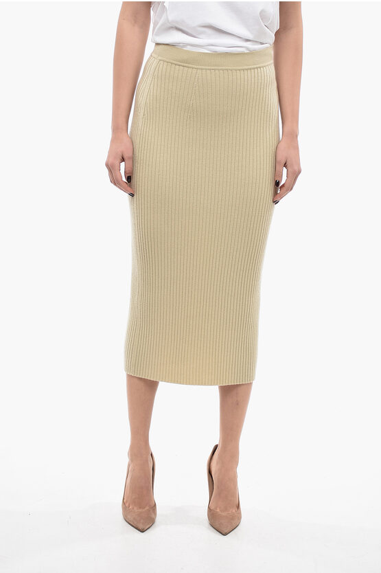 Chloé Ribbed Cashmere Blend Longuette In Green
