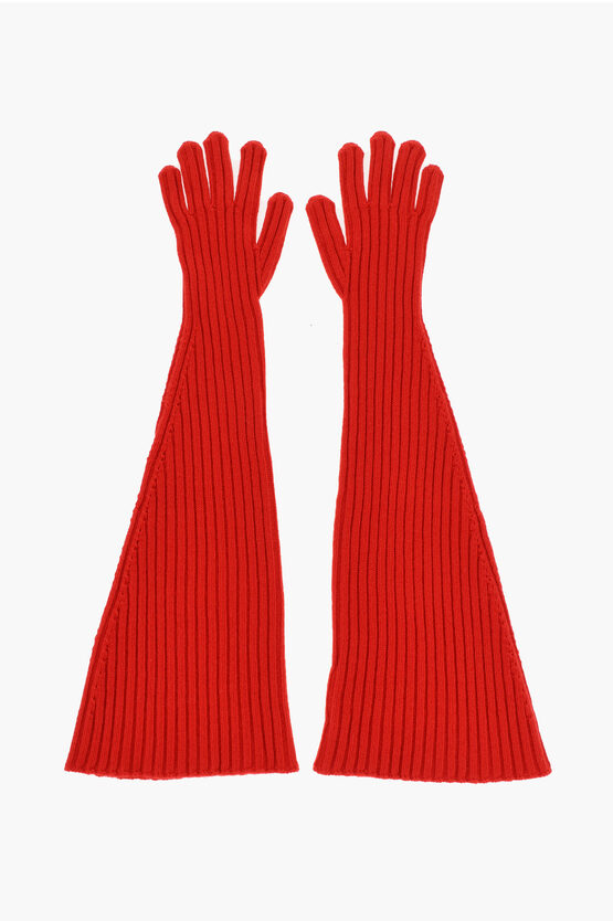 The Row Ribbed Cashmere Fergie Gloves In Red