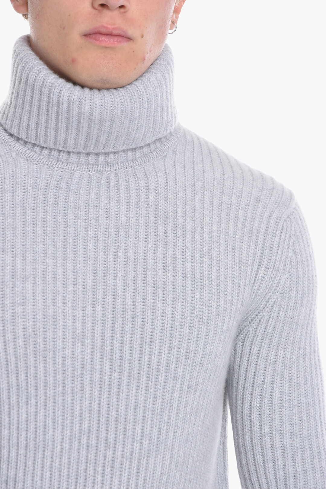 Malo Ribbed Cashmere Sweater with Turtleneck men - Glamood Outlet