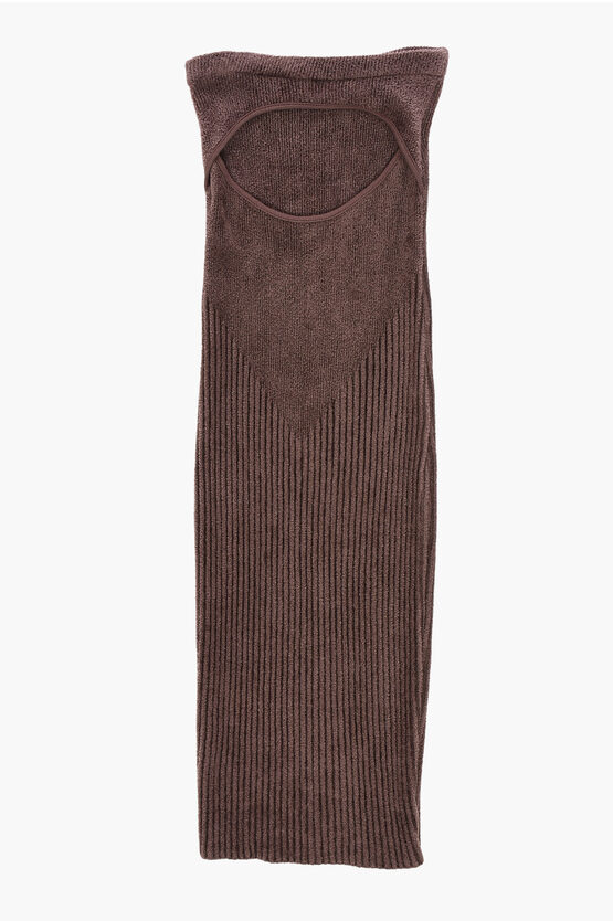 Shop Andreädamo Ribbed Chenille Pencil Skirt With Cut-out Detail