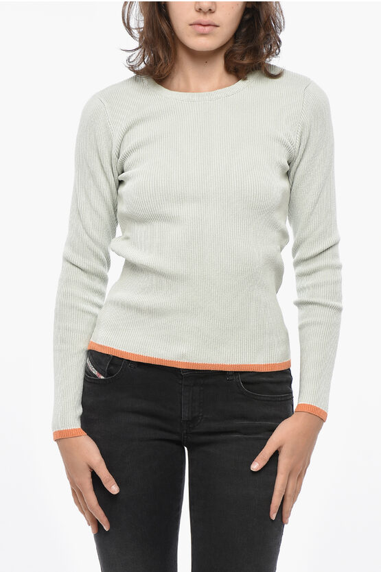 Diesel Ribbed Cotton Blend Ariannenew Crew Neck Sweater In Gray