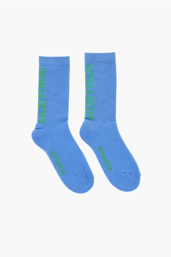 Dsquared2 Ribbed Cotton Blend Mid Crew Socks Grösse 38-39