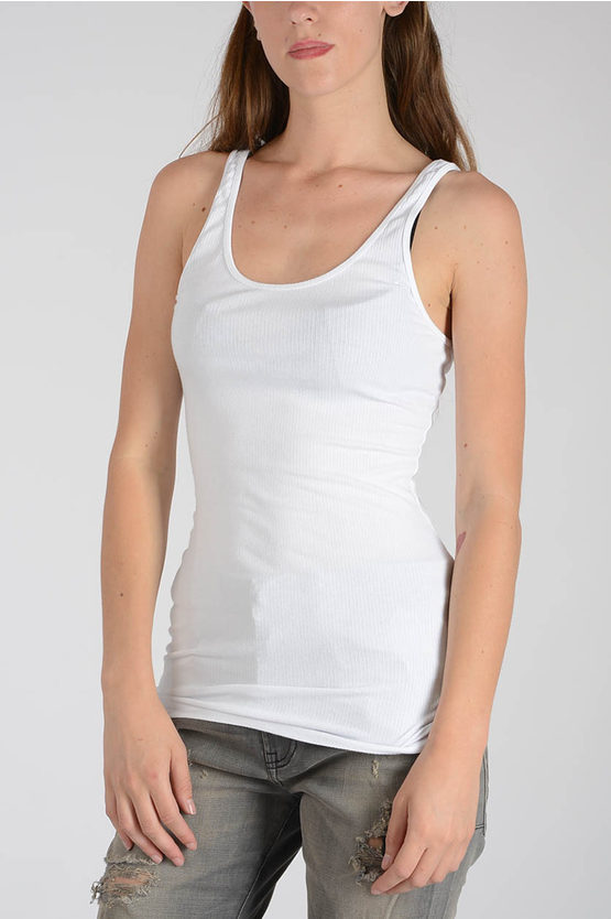 James Perse Ribbed Cotton Blend Tank Top In White