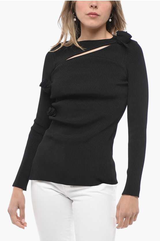 Shop Coperni Ribbed Crew-neck Sweater With Cut-out Detail