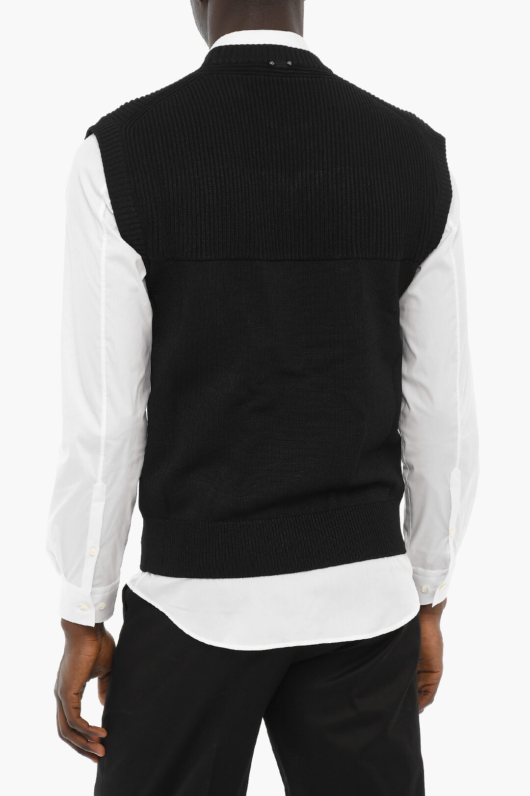 Neil Barrett Ribbed Crew Neck Vest With Cut Out Detail Men Glamood Outlet 6376