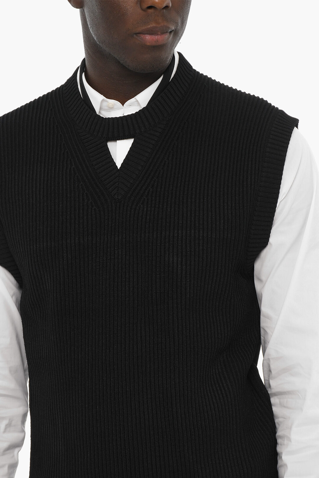 Neil Barrett Ribbed Crew-neck Vest with Cut-Out Detail men - Glamood Outlet