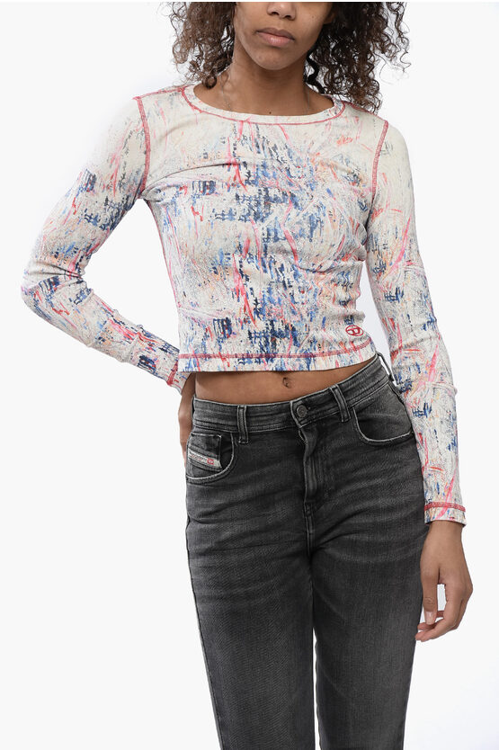 Diesel Ribbed Fabric Top With Abrastract Pattern