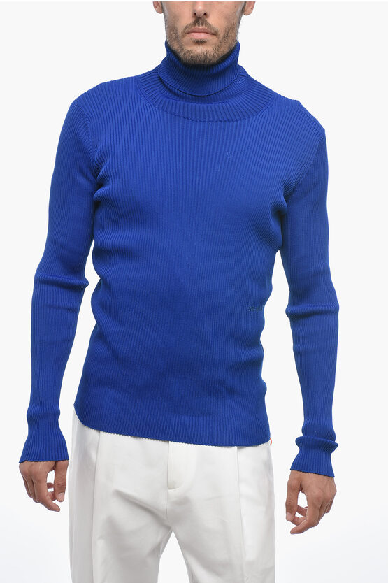 Shop Off-white Ribbed Helvet Turtle Neck Pullover