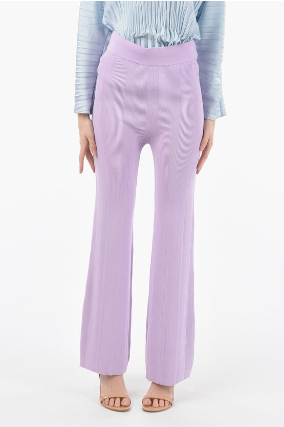 Remain Ribbed High Waist Solaima Boot Cut Pants In Purple