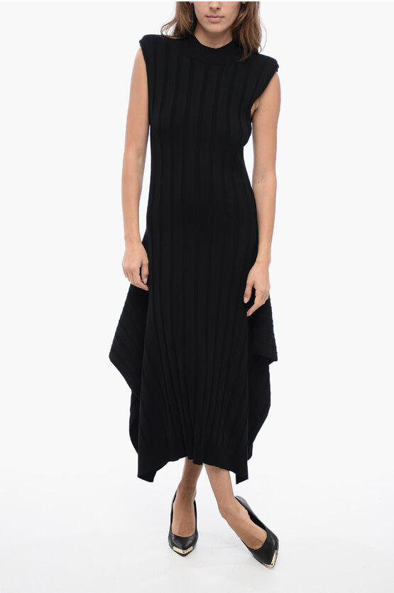 Shop Stella Mccartney Ribbed Knit Dress With Full Skirt