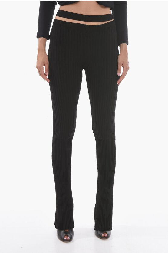 Andreädamo Ribbed Knit Trousers With Skinny-fit In Black