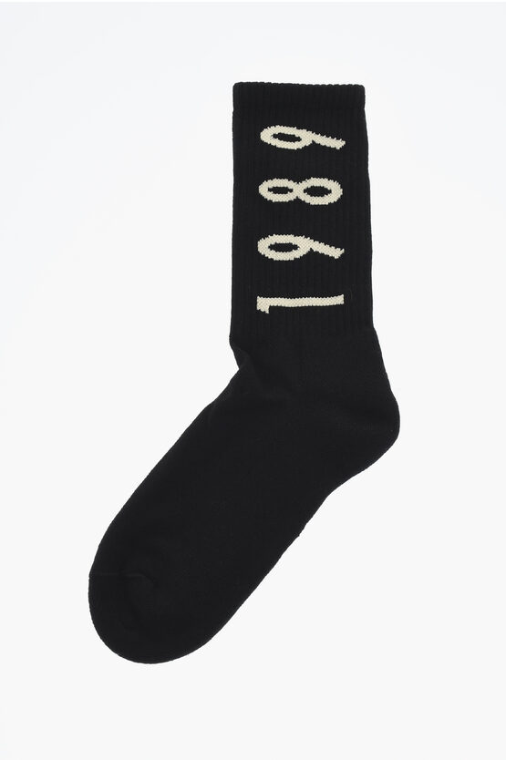 1989 Studio Ribbed Long Socks With Contrast Embroidery