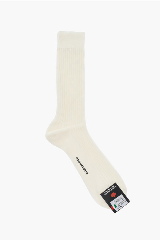 Dsquared2 Ribbed Long Socks With Contrasting Logo