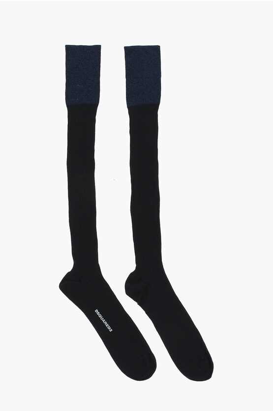 Dsquared2 Ribbed Long Socks With Lurex Detail