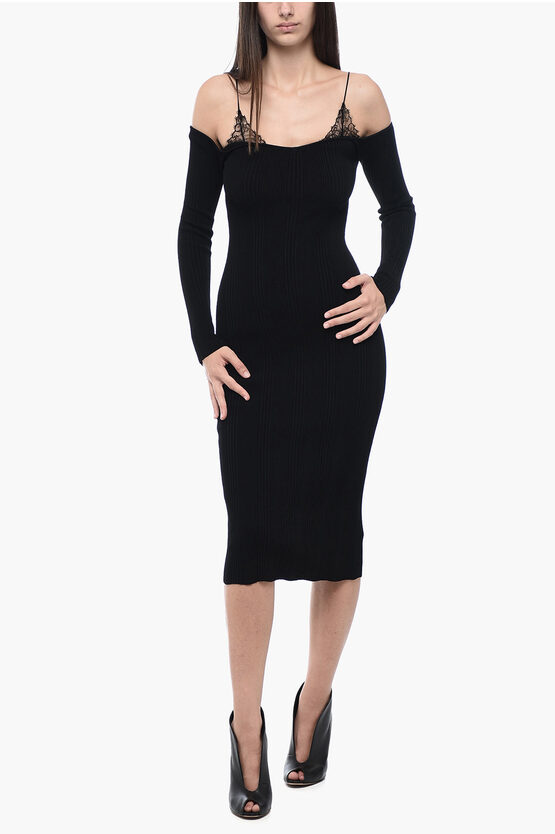 Blumarine Cold-shoulder Lace-trim Dress