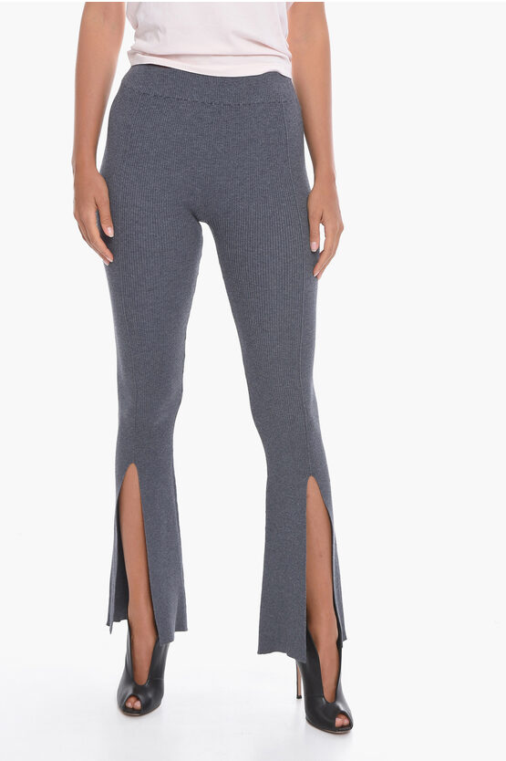 Remain Ribbed Omly Boot-cut Pants With Ankle Split In Gray