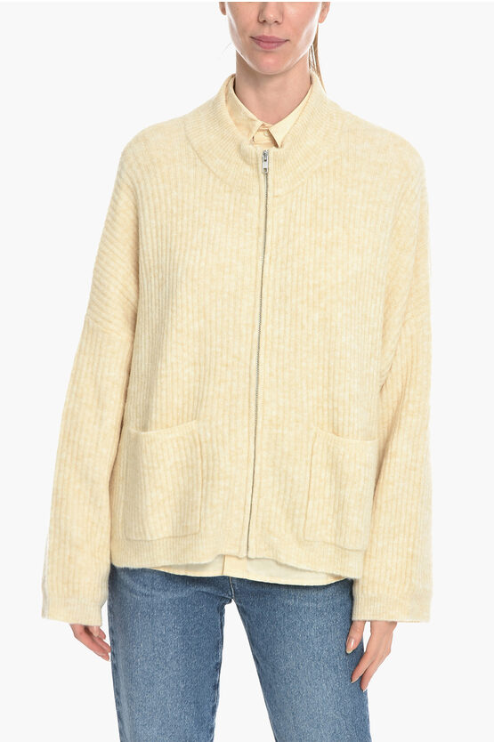 Holzweiler Ribbed Penguin Sweater With Zip Closure In Yellow