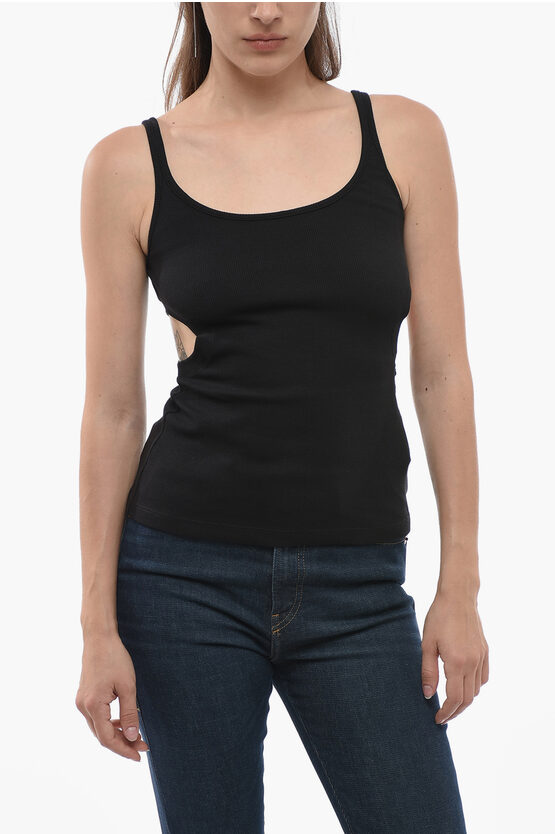 Shop Off-white Ribbed Stretch Cotton Meteor Tank Top