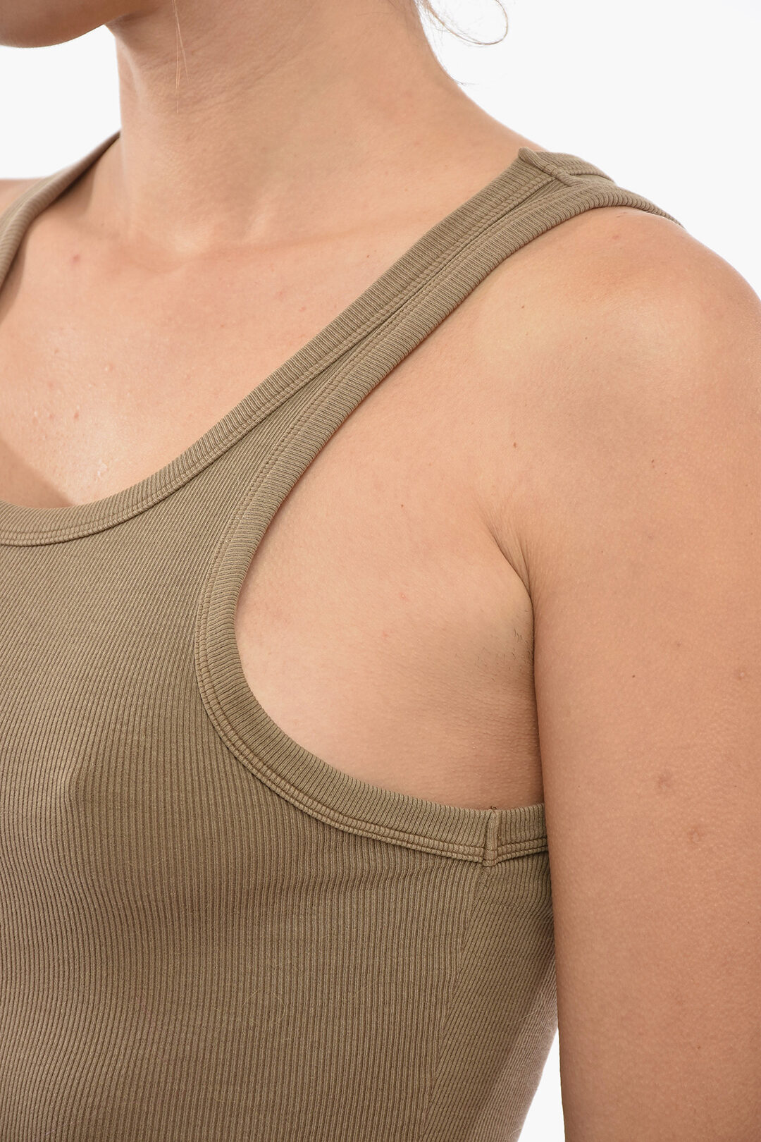 Ribbed stretch-cotton tank top