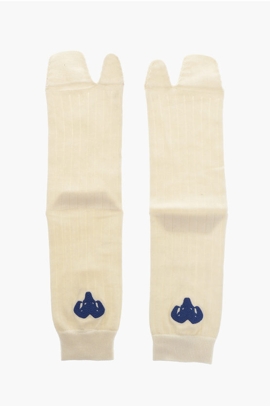 MAISON MARGIELA RIBBED TABI SOCKS WITH EMBROIDERY 