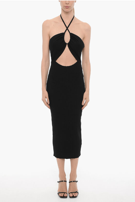 Shop Allsaints Ribbed Toni Halterneck Dress With Cut-out Detail