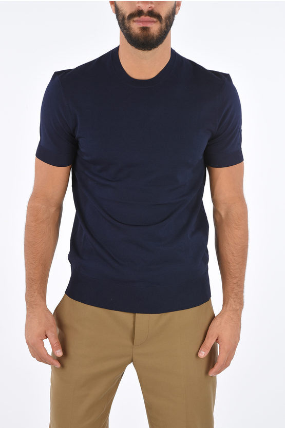 Neil Barrett Ribbed Trim Slim Fit T-shirt In Blue